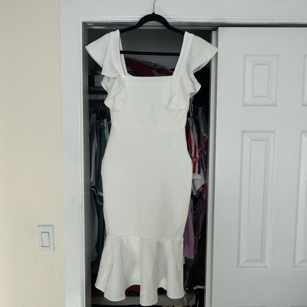 SHEIN White Ruffle Sleeve Dress